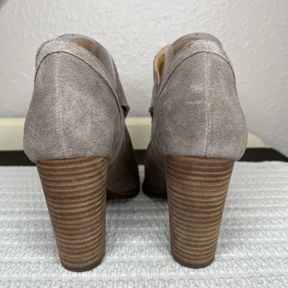 Lucky Brand Womens LP-LARETAH Taupe Peep Toe Block Heel Ankle Booties Size 8.5 M - Picture 4 of 8